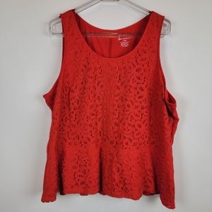 Lane Bryant Orange Lace High Low Peplum Tank Womens Plus Size 18/20